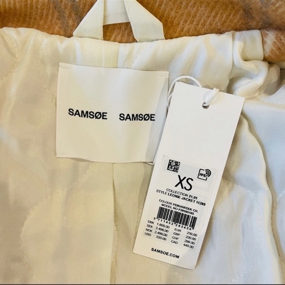 Samsoe Samsoe NEW XS Leonie Plaid Barn Coat Jacket Wool Blend $325 Nordstrom - Picture 13 of 15